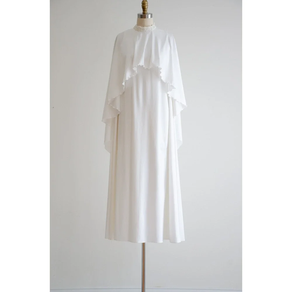 vintage wedding dress 60s Priscilla of Boston sleeveless minimalist white gown‎ - Picture 9 of 10
